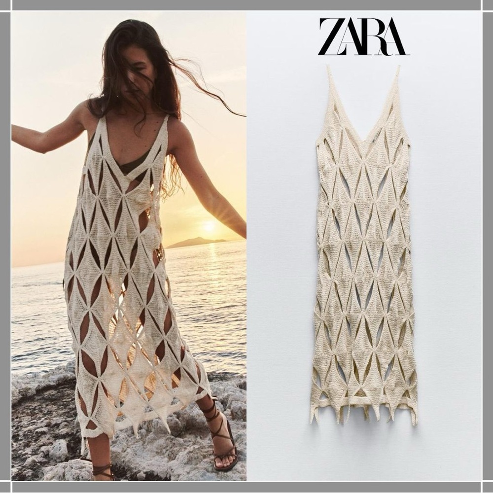🦋 Bloggers Favorite 🦋 NWT Zara Crochet Slip Dress Size S